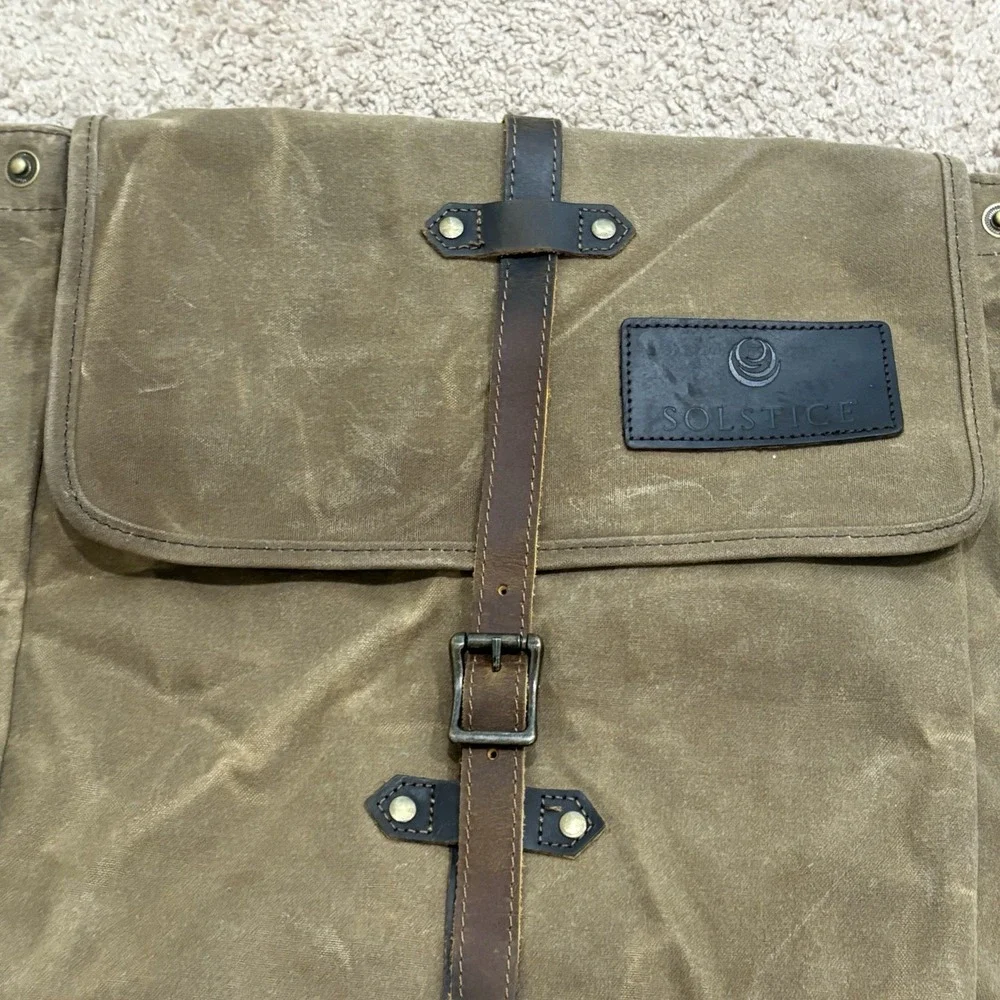 SOLSTICE Oil Waxed Canvas Rucksack Brown Travel Outdoor Bags Backpack